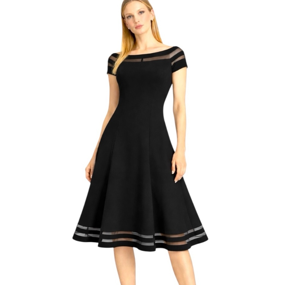 White House Black Market Mesh Detail Fit & Flare Dress Size 0